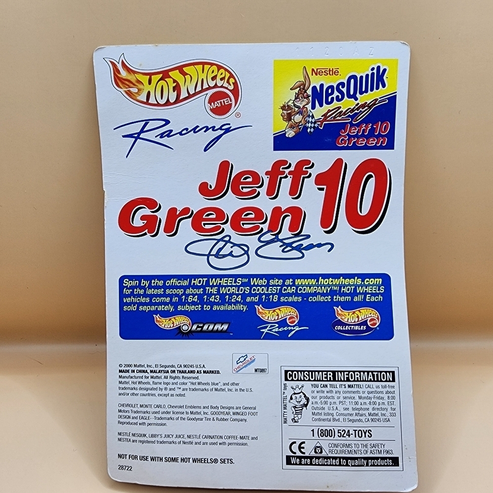 Hot Wheels, Nestle Nesquik Racing Car, Jeff Green #10, Monte Carlo, 2000 - Picture 3 of 3